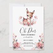 Oh Herten Waterverf Rozen Verjaardagsfeest Kaart (Voorkant)