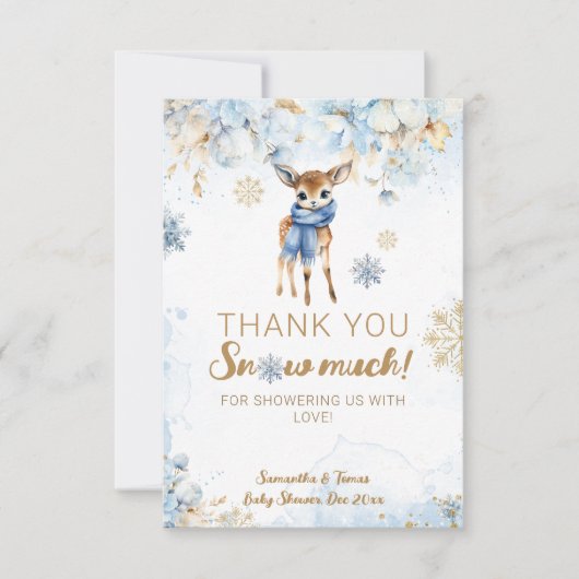 Oh herten winter baby jongen douche bedankkaart (Voorkant)