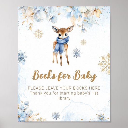 Oh herten winter baby jongen douche boeken poster (Voorkant)