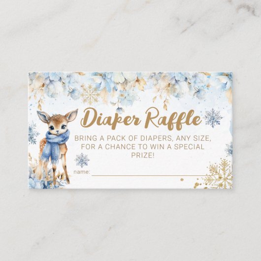 Oh herten winter baby jongen douche luier informatiekaartje (Voorkant)