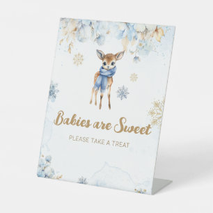 Oh Herten Winter Baby Jongen Douche Sweet Treat Reclamebord Met Voetstuk