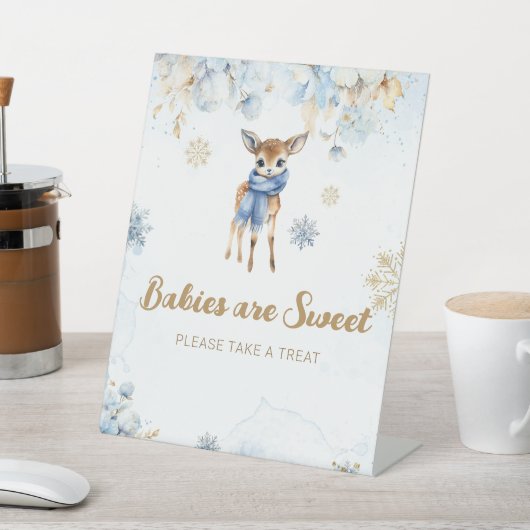 Oh Herten Winter Baby Jongen Douche Sweet Treat Reclamebord Met Voetstuk (Insitu)