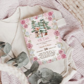 Oh Herten Winter Bloemen Baby Meisje Douche Kaart