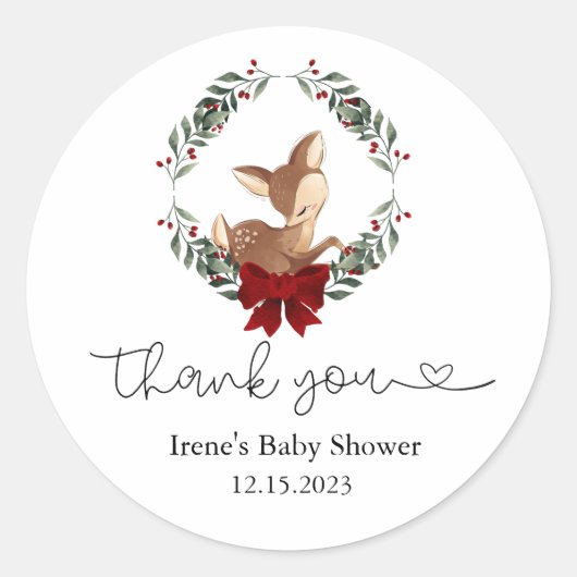 Oh herten winter groen dank u ronde sticker (Voorkant)