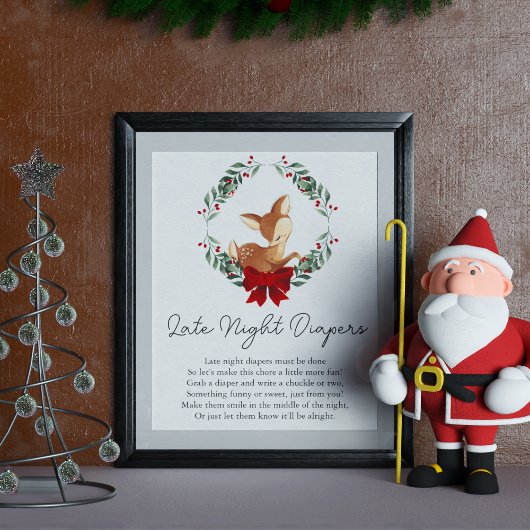 Oh herten winter groen late nacht luiers spel poster