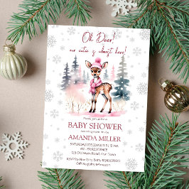 Oh herten winter meisje baby shower sjabloon kaart
