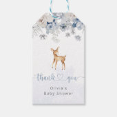 Oh herten winterblauw zilver baby shower cadeaulabel (Voorkant)