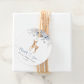 Oh herten winterblauwe jongen baby shower bedankjes labels (In situ)