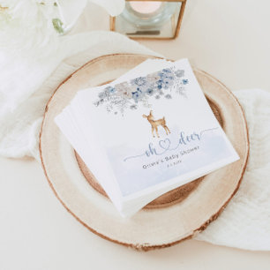 Oh herten winterblauwe jongen baby shower servet