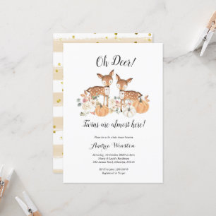 Oh Hertentweelingen Pompoen Baby Shower Uitnodigin Kaart