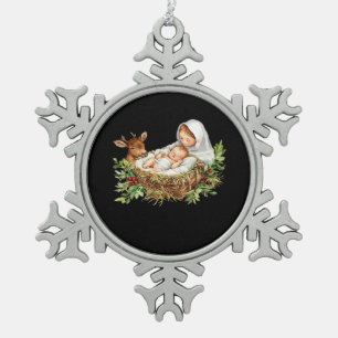 Oh hertje Maria kerststal kerst Jezus Tin Sneeuwvlok Ornament