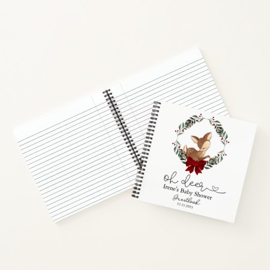 Oh hertje winter groen baby shower guestbook notitieboek (Binnen)