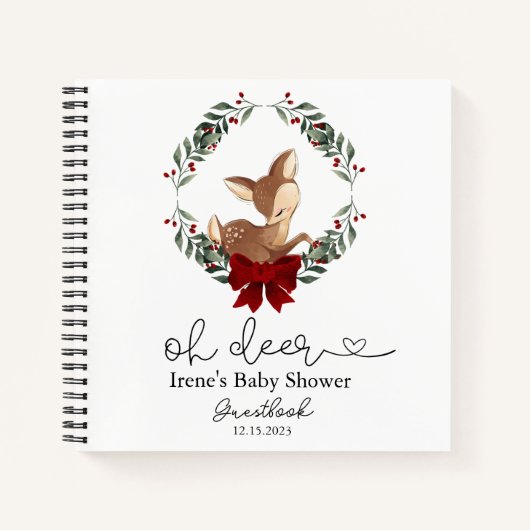Oh hertje winter groen baby shower guestbook notitieboek (Voorkant)