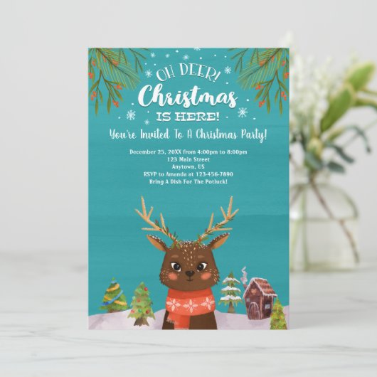 Oh Hertog Kerstdag Is Hier Blauw Rood Kaart (Staand voorkant)