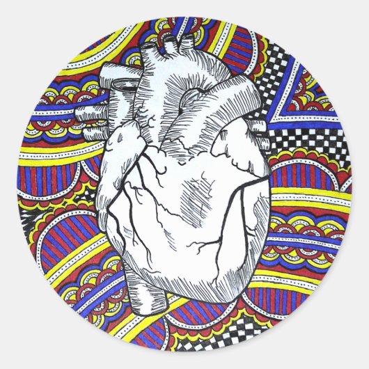 Oh, het hart ronde sticker (Voorkant)