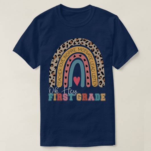Oh Hey 1st First Grade Back To School Rainbow Prem T-shirt (Design voorkant)