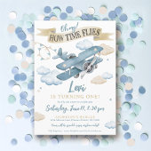 Oh hoe de tijd vliegt Airplane Boy 1st Birthday Pa Kaart