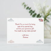 Oh hoe de tijd vliegt retro vliegtuig jongen verja bedankkaart (Staand voorkant)