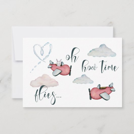 Oh hoe de tijd vliegt retro vliegtuig jongen verja bedankkaart (Achterkant)