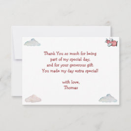 Oh hoe de tijd vliegt retro vliegtuig jongen verja bedankkaart