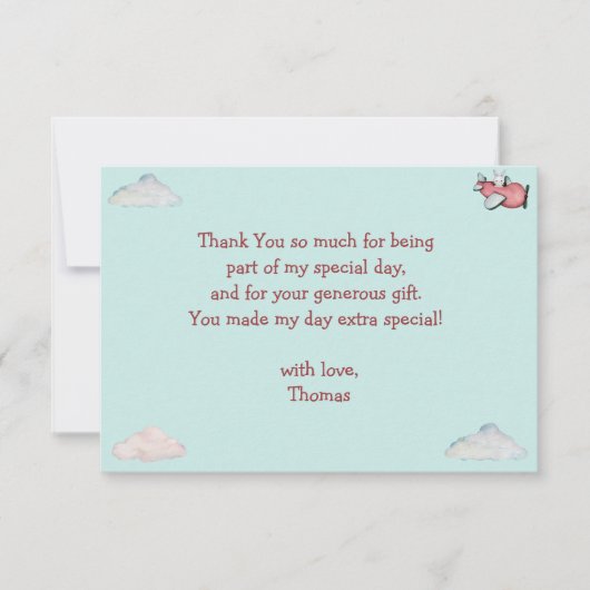 Oh hoe de tijd vliegt retro vliegtuig jongen verja bedankkaart (Voorkant)