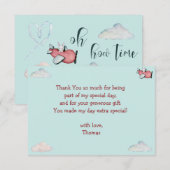 Oh hoe de tijd vliegt retro vliegtuig jongen verja bedankkaart (Voorkant / Achterkant)