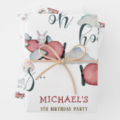 Oh hoe de tijd vliegt retro vliegtuig jongen verja inpakpapier vel (In situ)