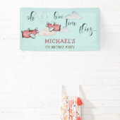 Oh hoe de tijd vliegt retro vliegtuig jongen verja spandoek (Insitu)