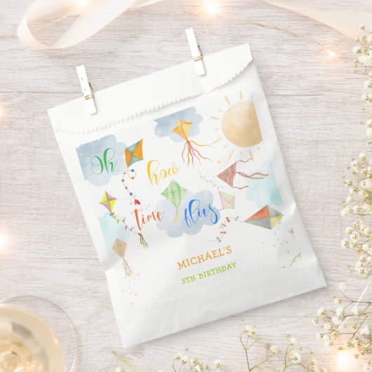 Oh hoe de tijd vliegt waterverf vlieger verjaardag bedankzakje (Geknipt)