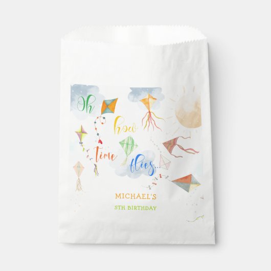 Oh hoe de tijd vliegt waterverf vlieger verjaardag bedankzakje (Voorkant)