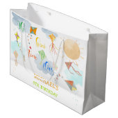 Oh hoe de tijd vliegt waterverf vlieger verjaardag groot cadeauzakje (Voorkant Gekanteld)