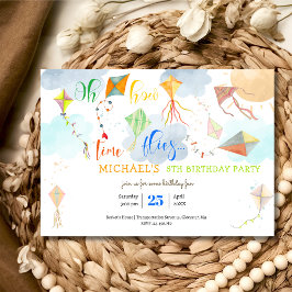 Oh hoe de tijd vliegt waterverf vlieger verjaardag kaart