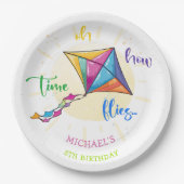 Oh hoe de tijd vliegt waterverf vlieger verjaardag papieren bordje (Voorkant)