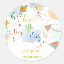 Oh hoe de tijd vliegt waterverf vlieger verjaardag ronde sticker