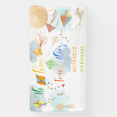 Oh hoe de tijd vliegt waterverf vlieger verjaardag spandoek (Verticaal)