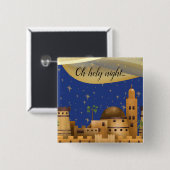Oh Holy Night Bethlehem Vierkante Button 5,1 Cm (Voorkant /achterkant)