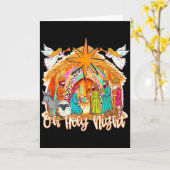 Oh Holy Night Christian Jesus Holiday Christmas Pa Kaart (Gele Bloem)