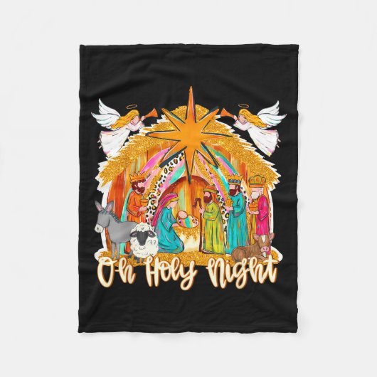 Oh Holy Night Christian Nativity Scene Christmas R Fleece Deken (Voorkant)