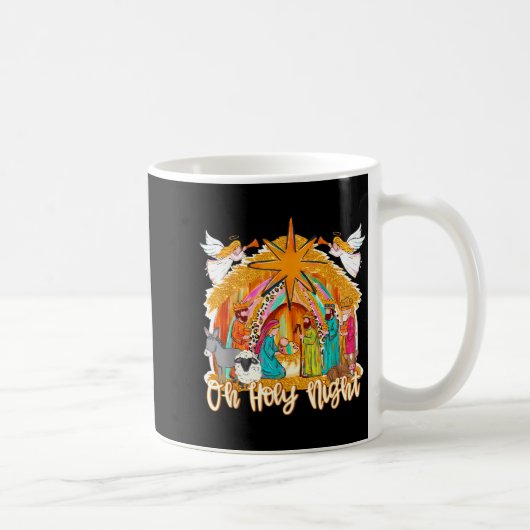 Oh Holy Night Christian Nativity Scene Christmas R Koffiemok (Rechts)