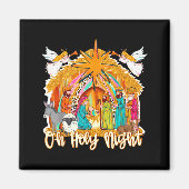 Oh Holy Night Christian Nativity Scene Christmas R Magneet (Voorkant)