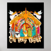 Oh Holy Night Christian Nativity Scene Christmas R Poster (Voorkant)