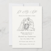 Oh Holy Night Christmas Minimal Nativity Line Kaart (Voorkant)