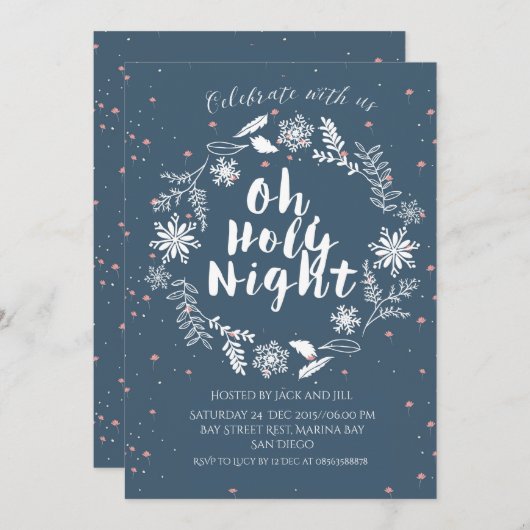 Oh Holy Night Christmas Party Uitnodiging (Voorkant / Achterkant)