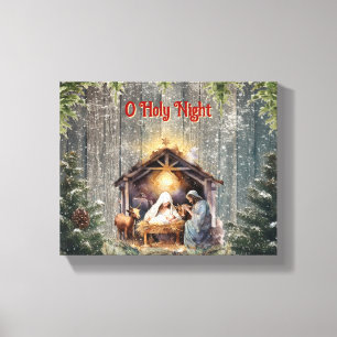 Oh Holy Night: een tijdloze kerststal Canvas Afdruk