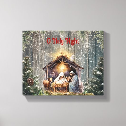 Oh Holy Night: een tijdloze kerststal Canvas Afdruk (Voorkant)