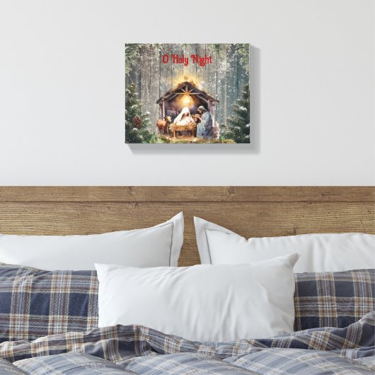 Oh Holy Night: een tijdloze kerststal Canvas Afdruk (Insitu (Slaapkamer))