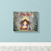 Oh Holy Night: een tijdloze kerststal Canvas Afdruk (Insitu (Houten vloer))