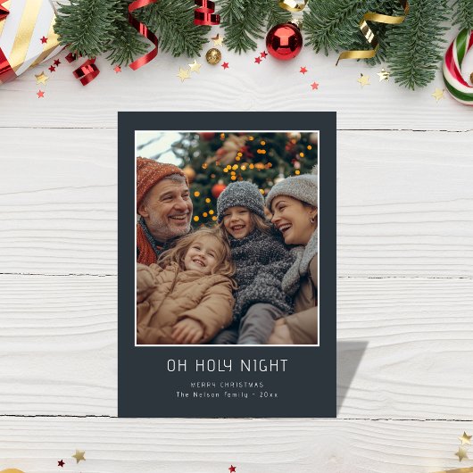 Oh Holy Night Joyful Christelijke Familiefoto Feestdagenkaart