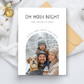 Oh Holy Night Joyful Minimalist Family Arch Foto Feestdagenkaart