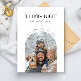 Oh Holy Night Joyful Minimalist Family Arch Foto Feestdagenkaart
